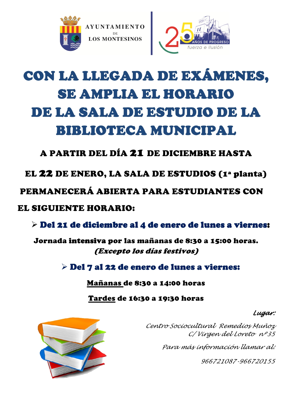 Ampliación del horario de la Sala de Estudio del Centro Sociocultural de #LosMontesinos