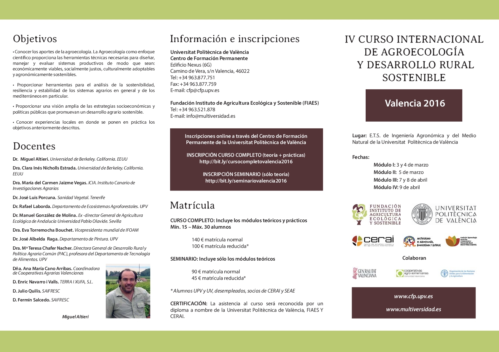 IV Curso Internacional Agroecología y Desarrollo Sostenible1_Los Montesinos 2016