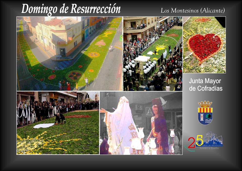 Manto floral en la procesión del 'Encuentro' de Los Montesinos