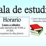 NUEVO HORARIO SALA DE ESTUDIO CENTRO SOCIOCULTURAL 'REMEDIOS MUÑOZ'