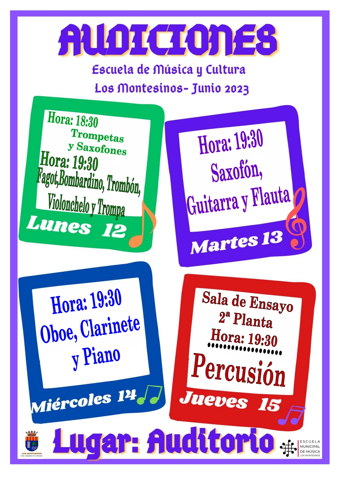 Audiciones de la Escuela de Música y Cultura, Junio 2023