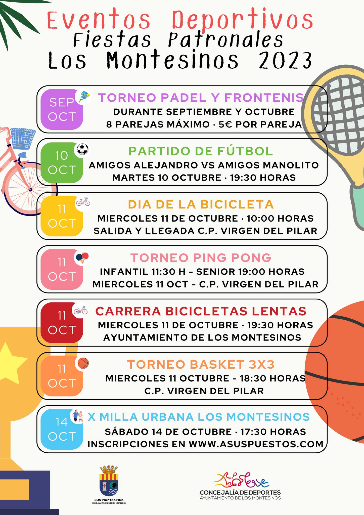 Actividades deportivas fiestas patronales 2023