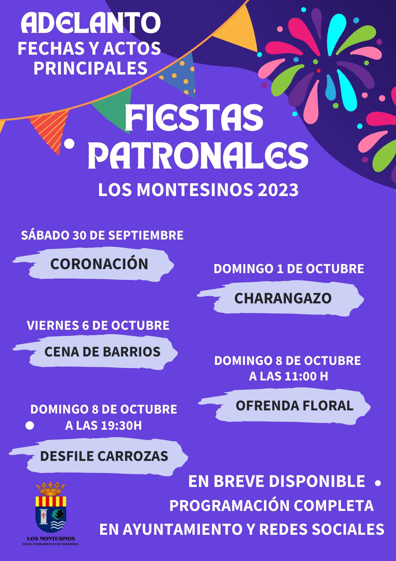 Adelanto de la Programación de las Fiestas Patronales de Los Montesinos, 2023