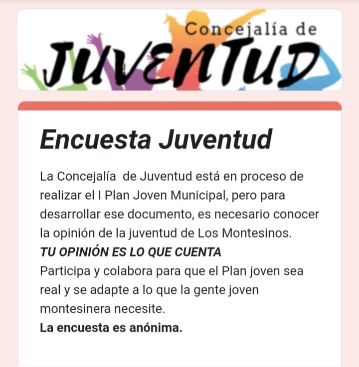 Encuesta participativa para la elaboración del I Plan Jóven Municipal