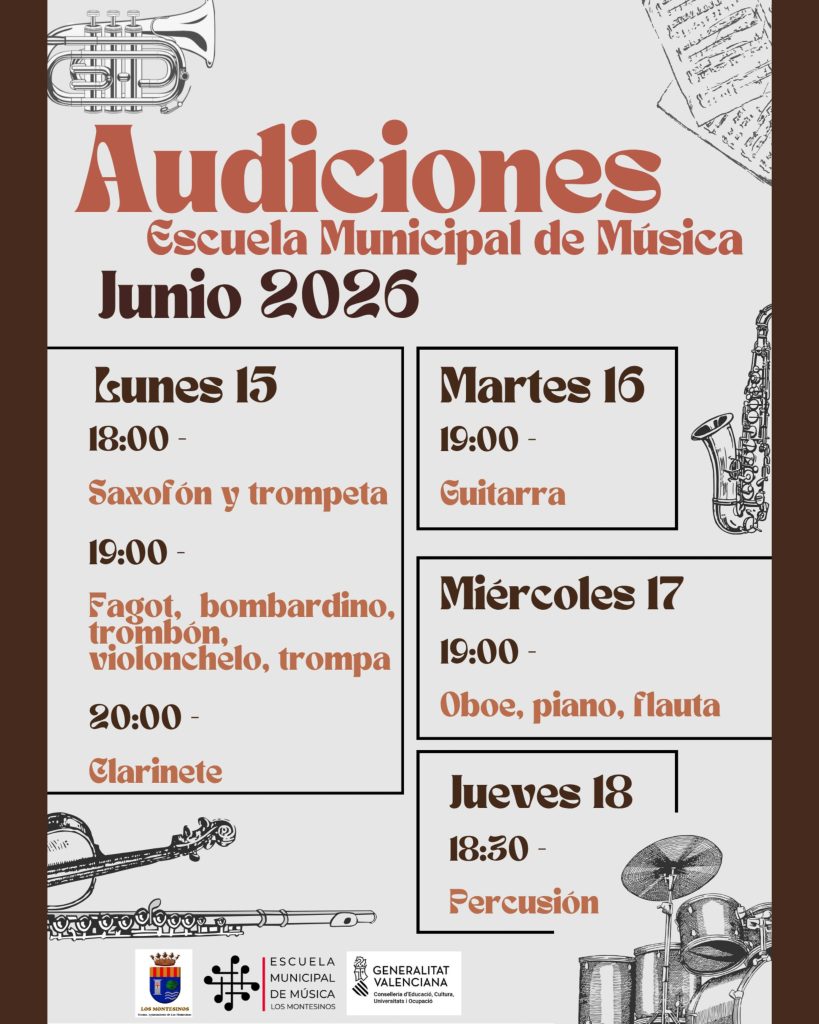 Audiciones de verano, Escuela Municipal de Música de Los Montesinos, 2026