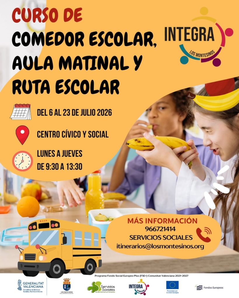 Curso comedor escolar, aula matinal y ruta escolar, 2026
