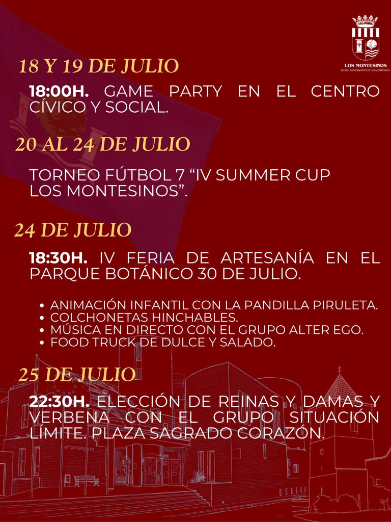 Programación actos de las Fiestas del 36.º aniversario de la Segregación, Los Montesinos 2026