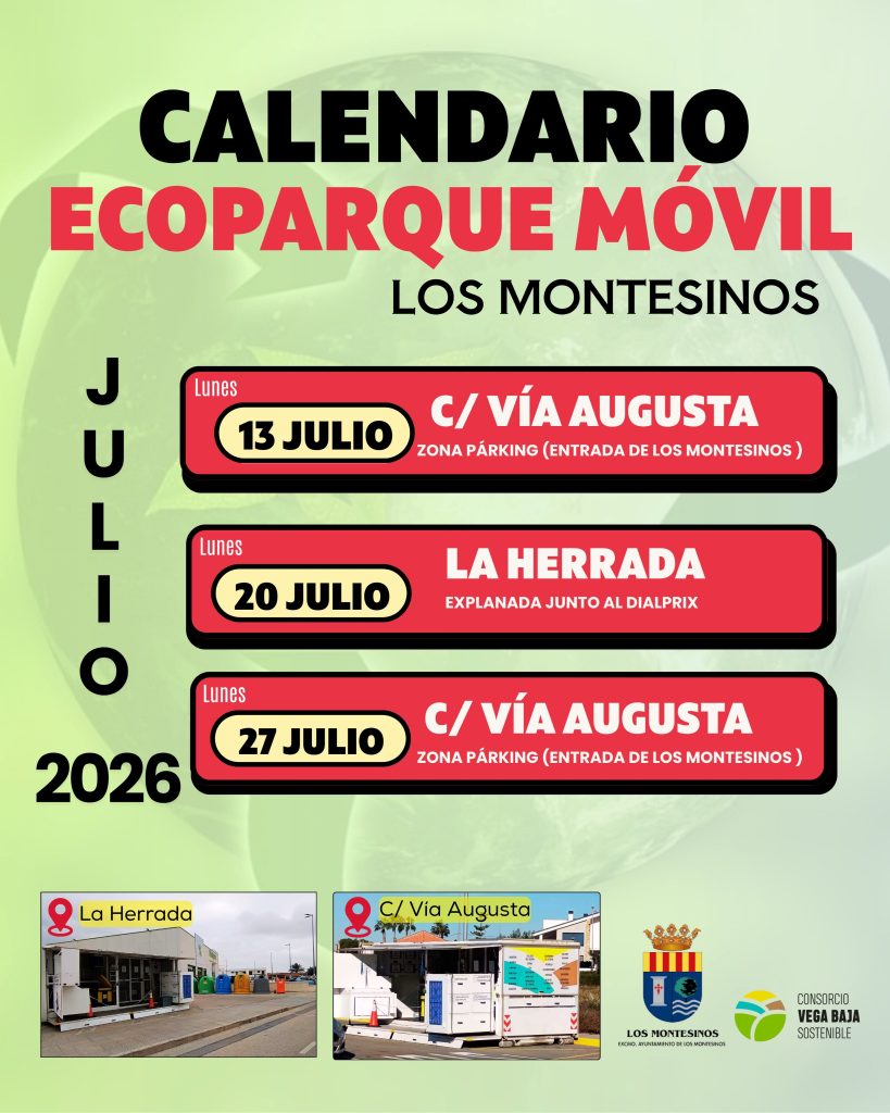 Unidad móvil del Ecoparque, localizaciones julio 2026