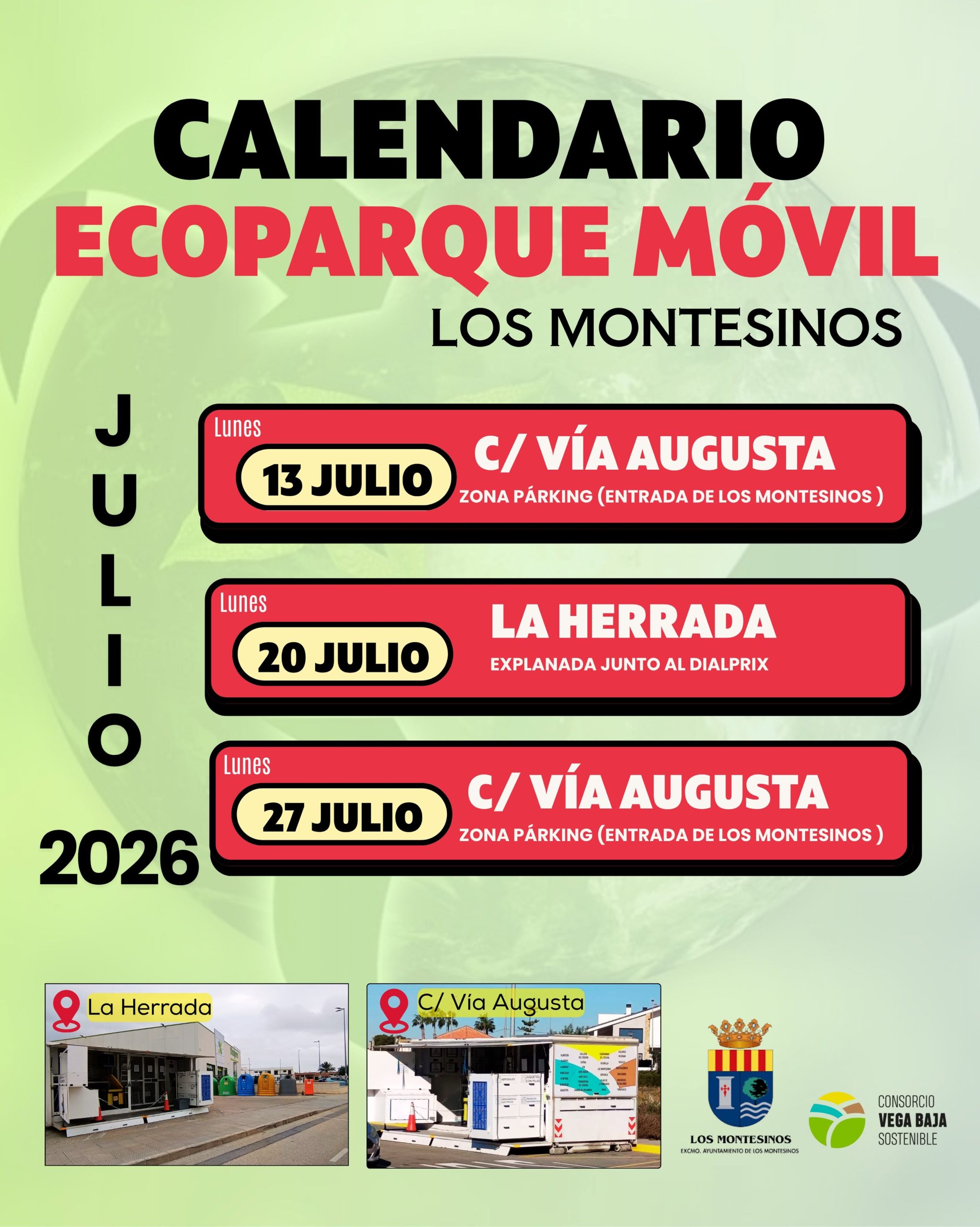 Unidad móvil del Ecoparque, localizaciones julio 2026