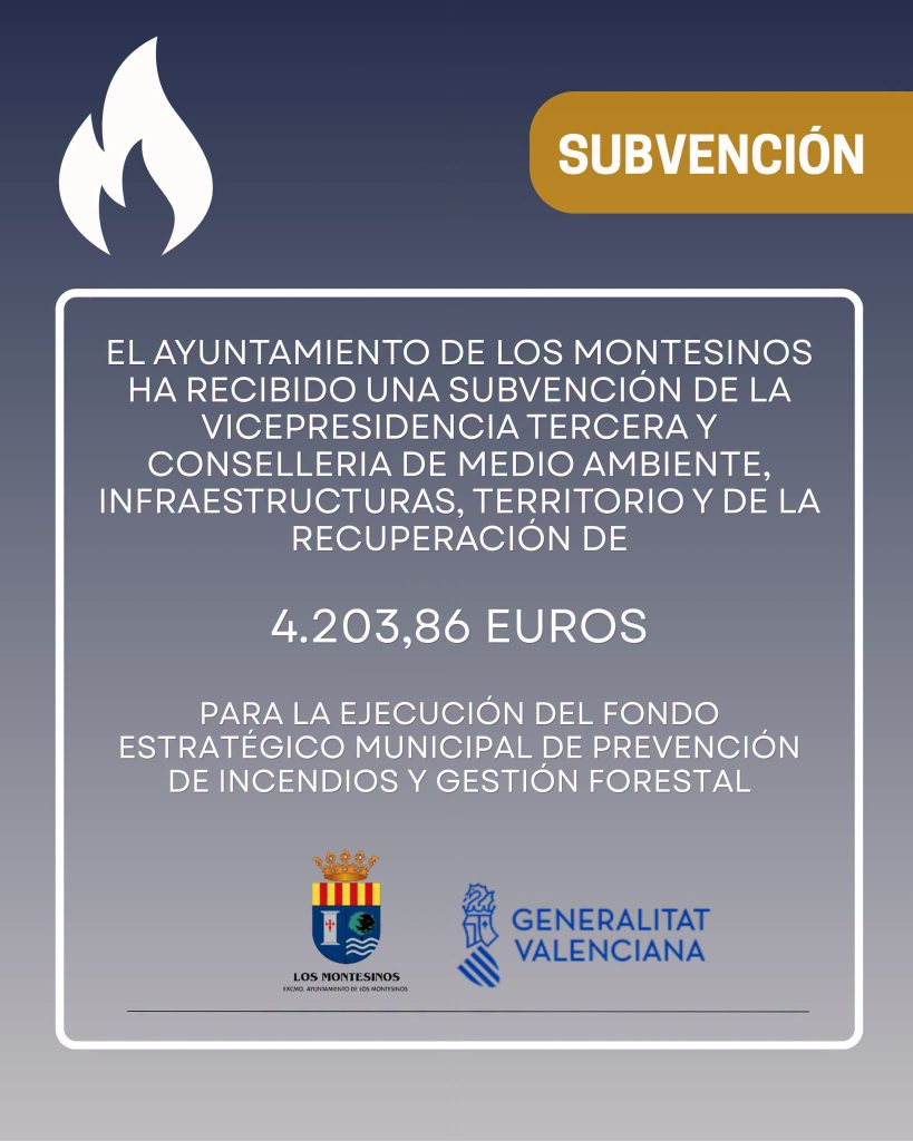 Subvención Generalitat Valencia, Fondo Estratégico Municipal de Prevención de Incendios y Gestión Forestal