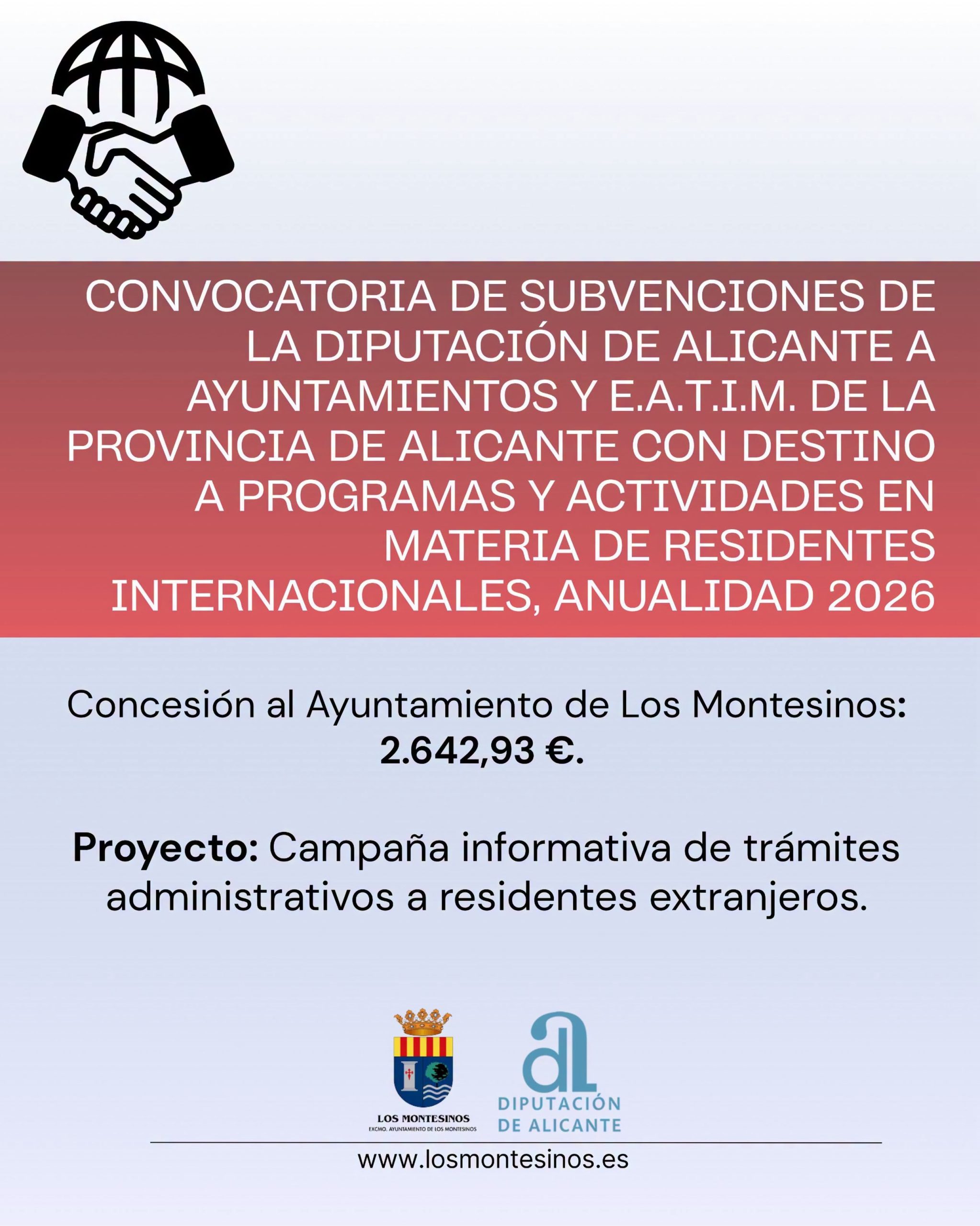 Subvención en materia de residentes extranjeros, Diputación 2026